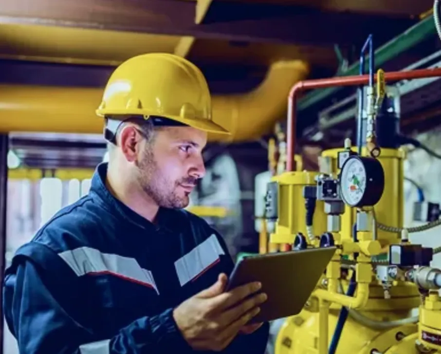 A classic inspection — a worker with a tablet and no computer vision