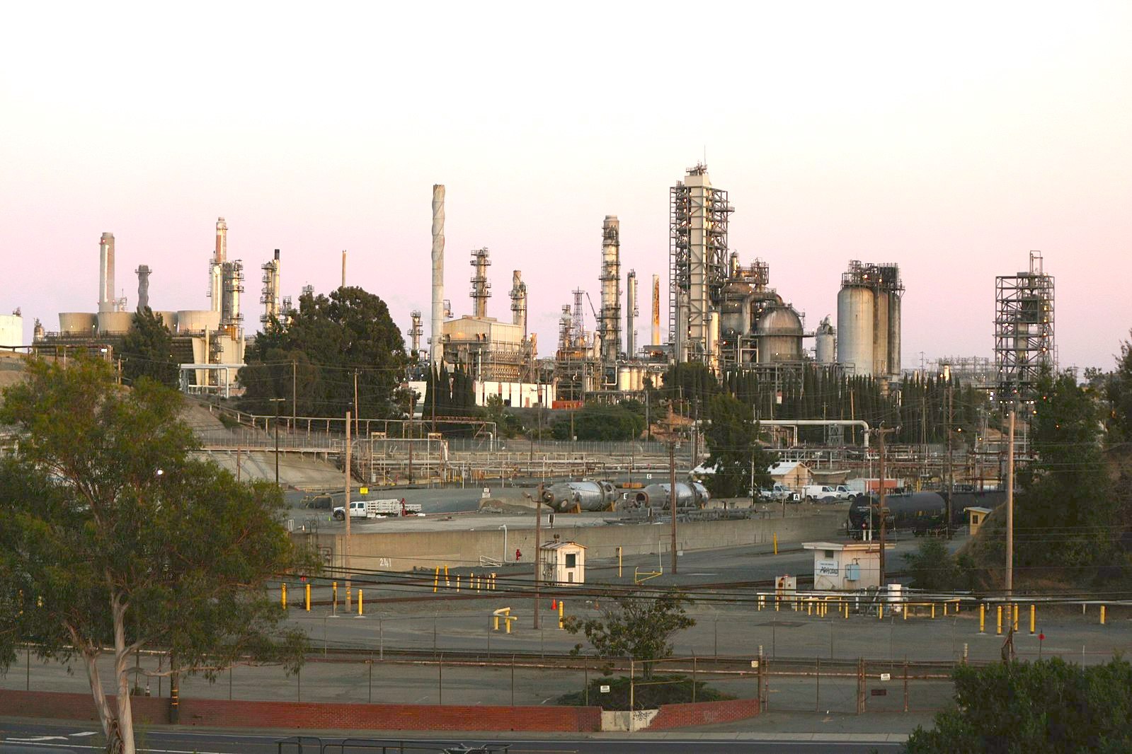 The Martinez oil refinery in California, seen at dusk